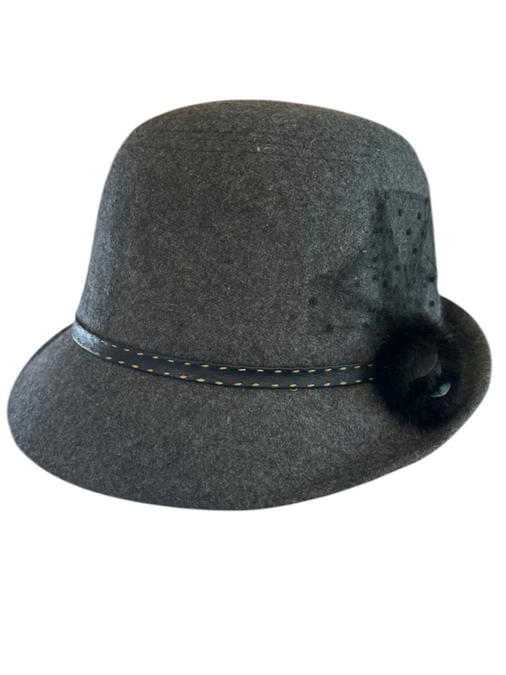 Elegant Gray Women's Hat with Feather Accent
